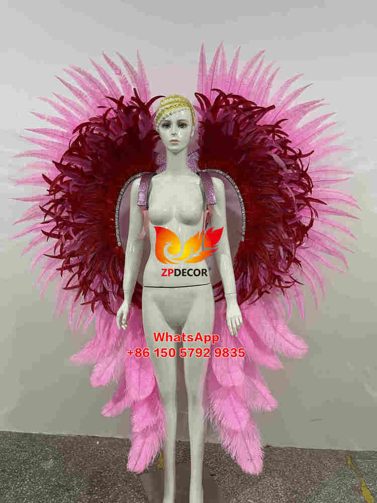 Zpdecor Real Made Dyed Ostrich Feathers Carnival Costumes BackPack Outfits