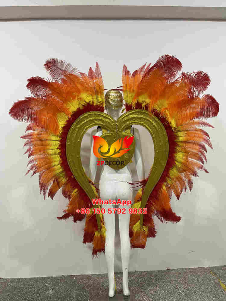 Zpdecor Dyed 3 Colors Gradient Effect Ostrich Feathers and Nandu Made Carnival Costumes Outfits