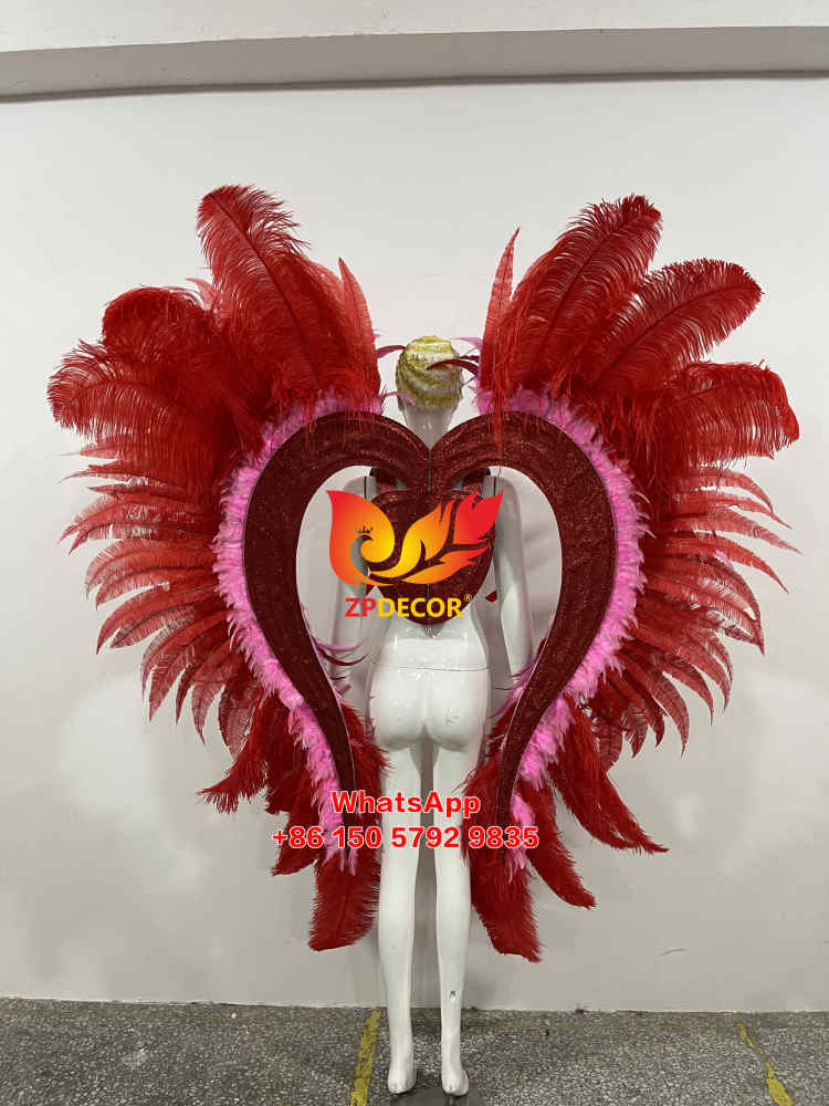 Zpdecor Handmade Red Ostrich Feathers Carnival Costumes Outfits