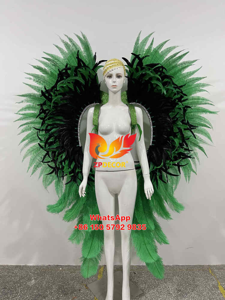 Zpdecor Customized Dyed Green Ostrich Feathers Carnival Costumes