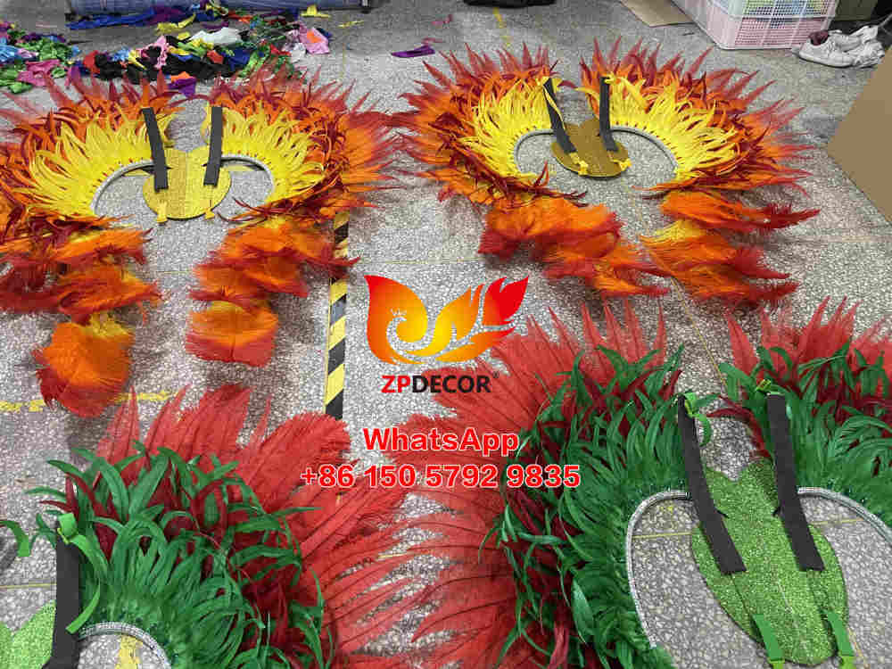 Zpdecor Dyed 3 Colors Gradient Effect Ostrich Feathers and Nandu Made Carnival Costumes Outfits