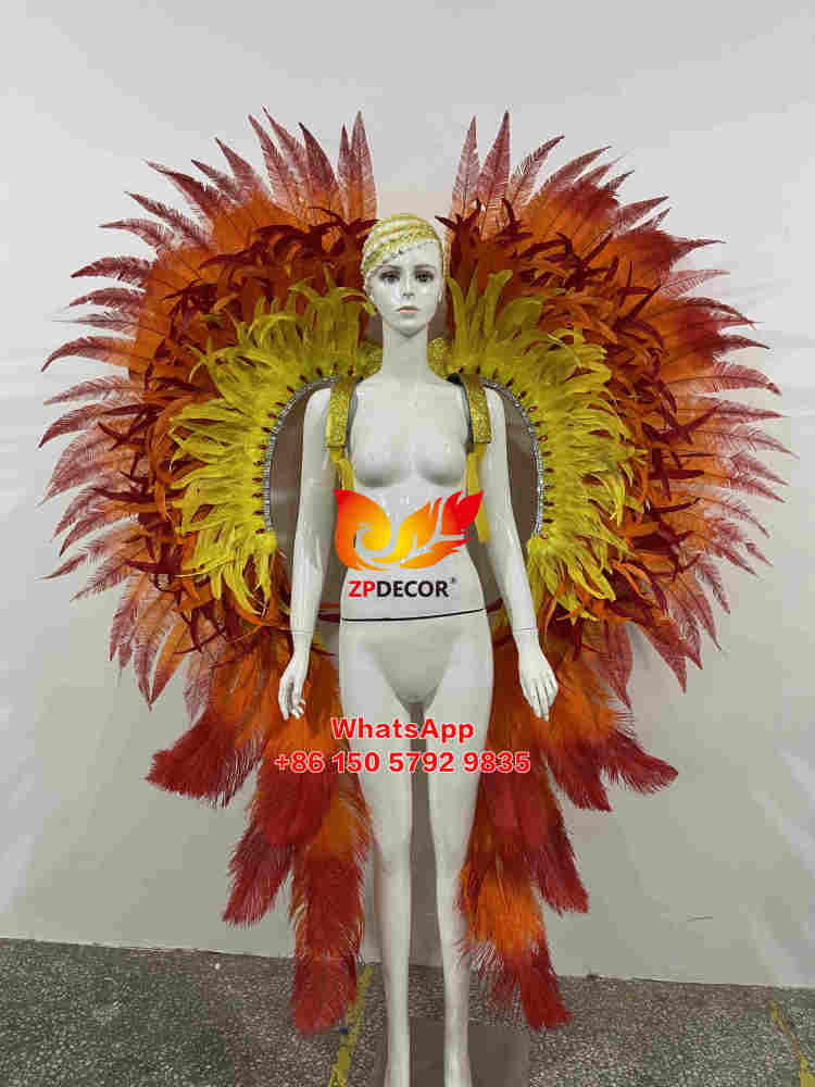Zpdecor Dyed 3 Colors Gradient Effect Ostrich Feathers and Nandu Made Carnival Costumes Outfits
