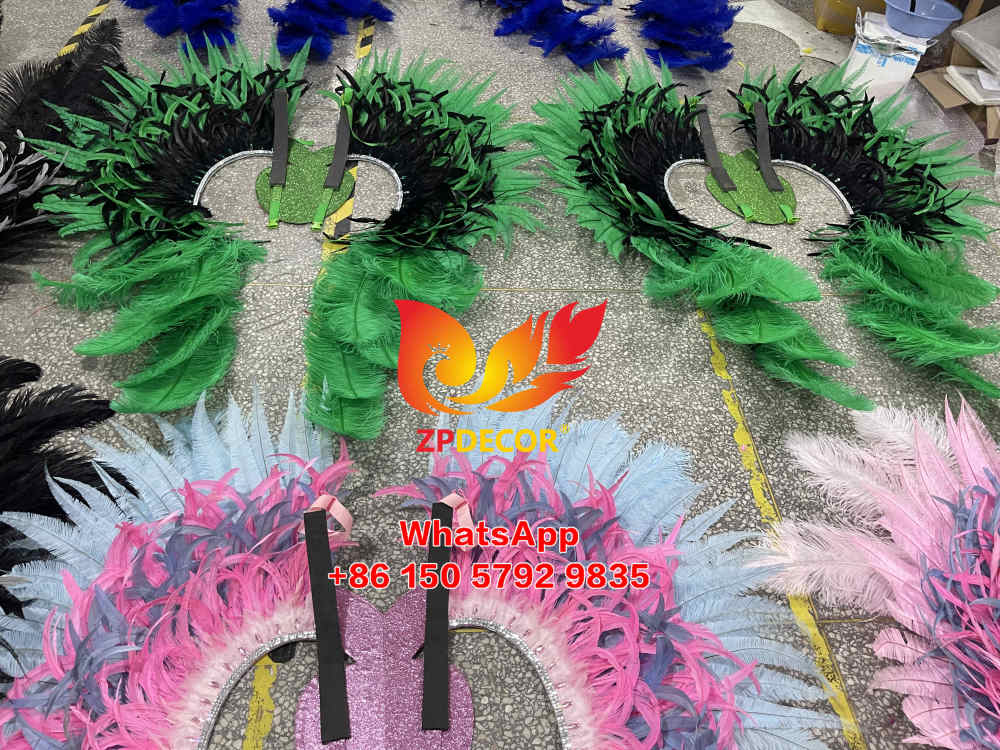Zpdecor Customized Dyed Green Ostrich Feathers Carnival Costumes
