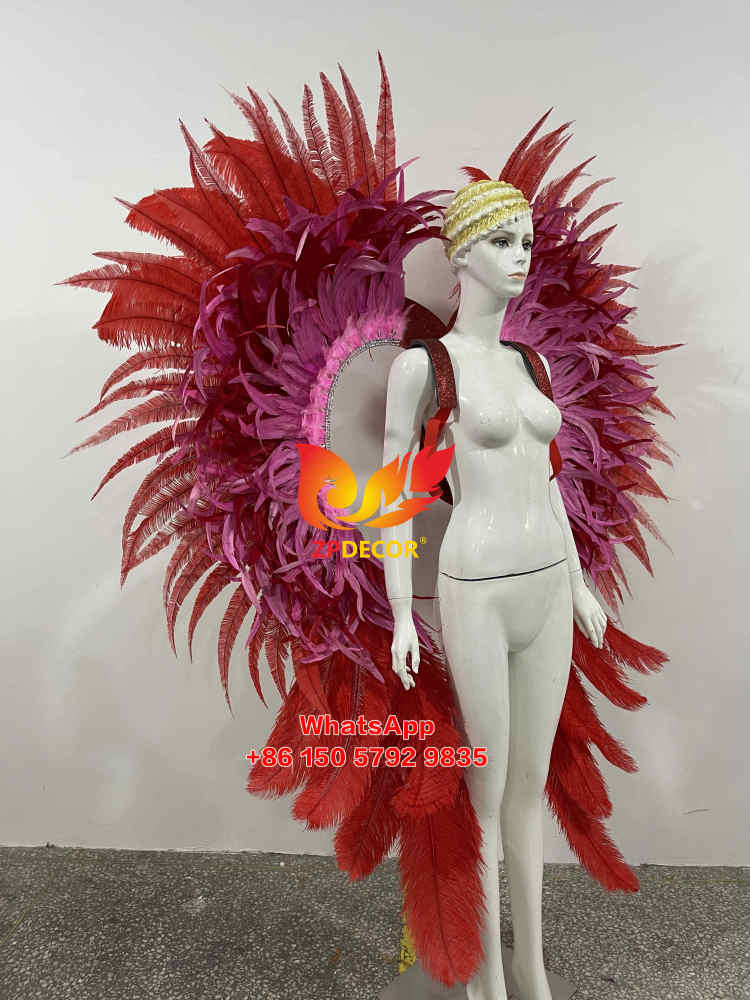 Zpdecor Handmade Red Ostrich Feathers Carnival Costumes Outfits
