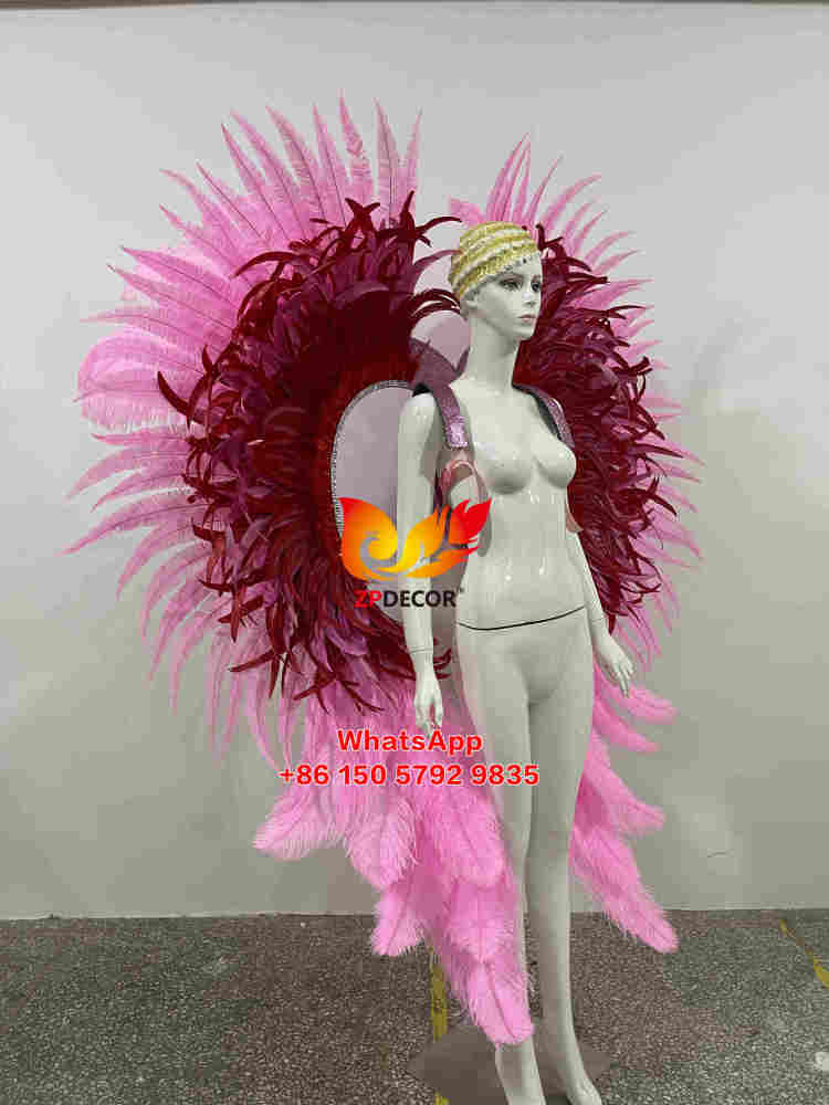 Zpdecor Real Made Dyed Ostrich Feathers Carnival Costumes BackPack Outfits