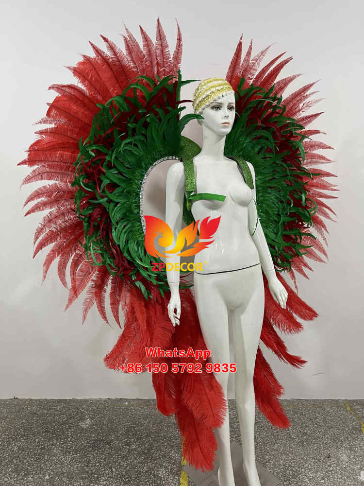 Zpdecor Made Pink and Red Ostrich Feathers Carnival Costumes Outfits