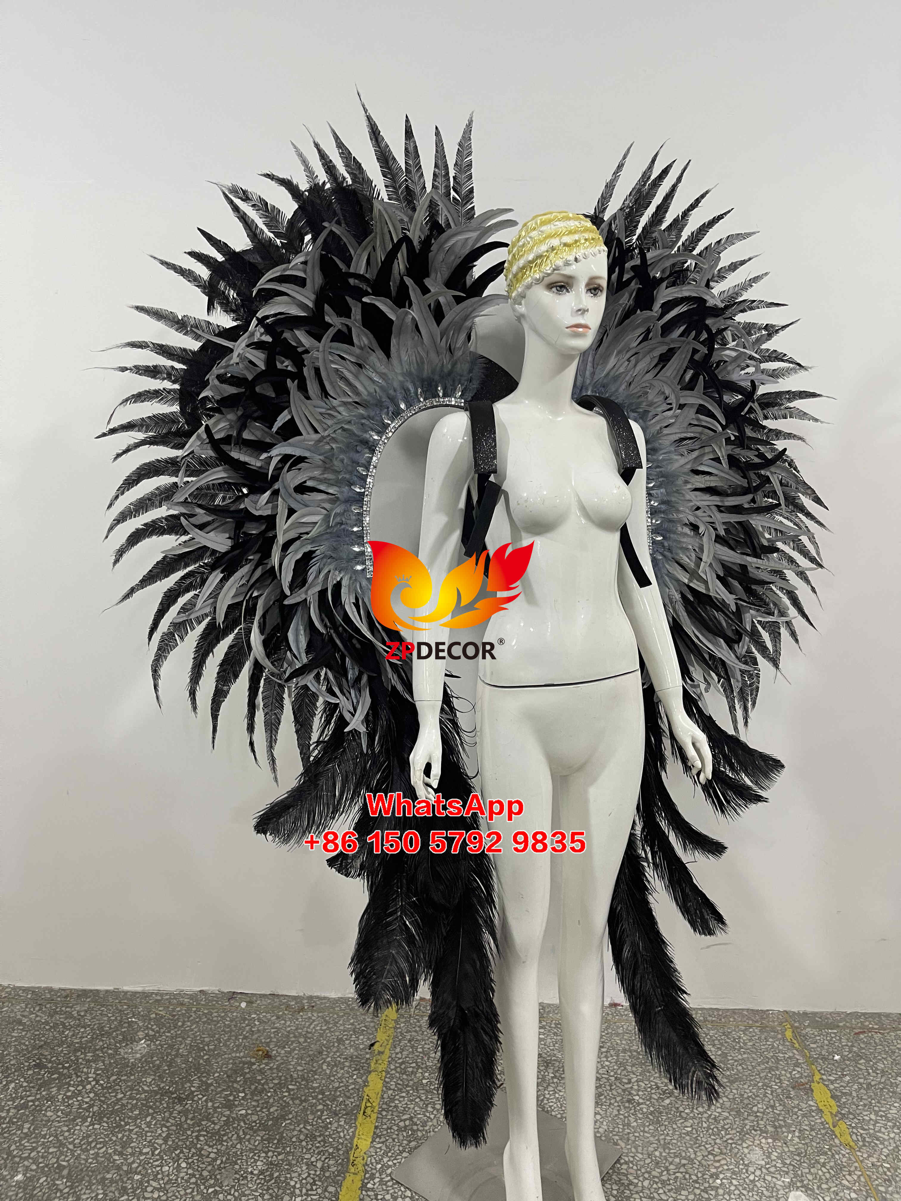 Zpdecor Gray Ostrich Naudu Feathers Carnival Costumes
