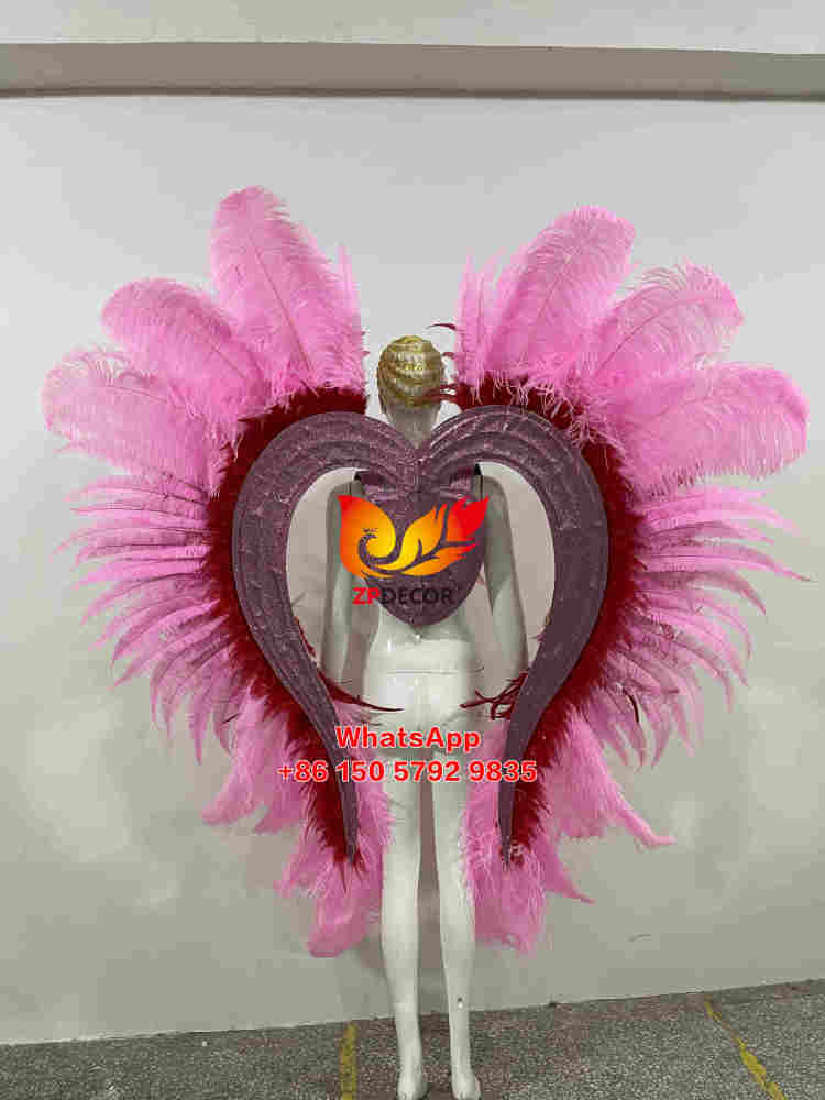 Zpdecor Real Made Dyed Ostrich Feathers Carnival Costumes BackPack Outfits