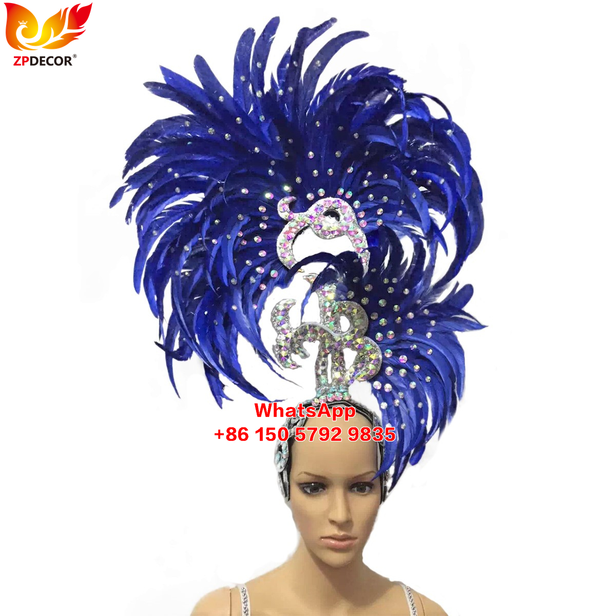 Zpdecor Made Royal Blue Rooster Feathers Headpieces