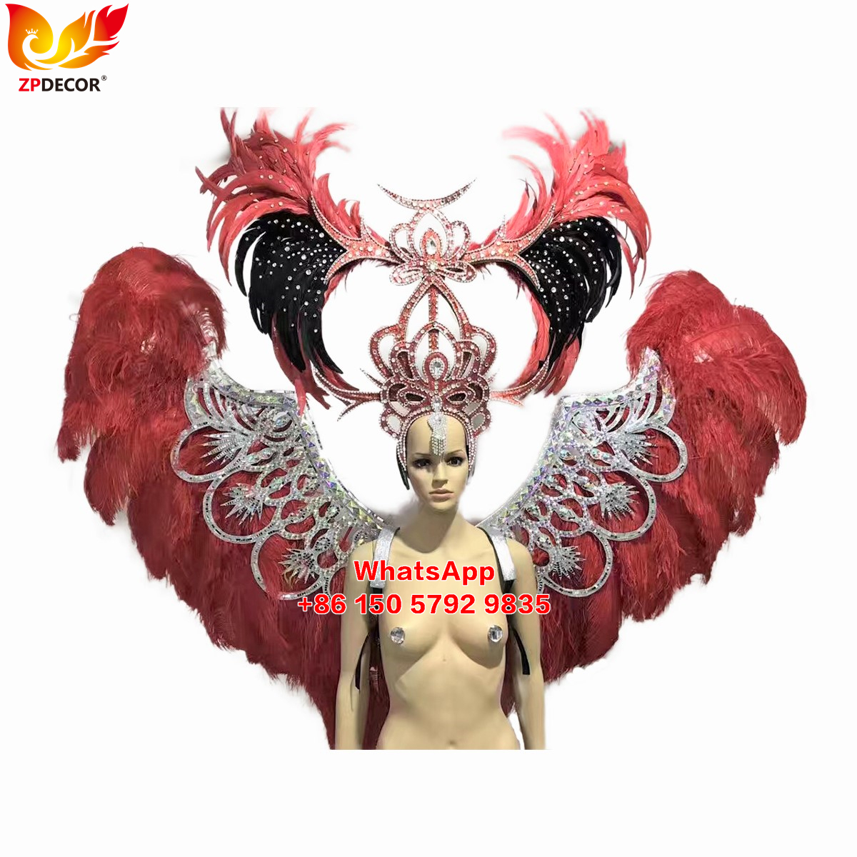 Zpdecor Feathers Supply Ostrich feathers Backpieces Wing Outfits