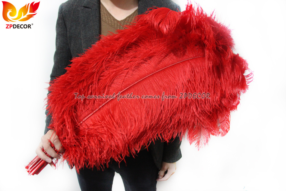 Zpdecor Feathers Factory Wholsale 70-75 cm Red Ostrich Feathers for Carnival Costumes