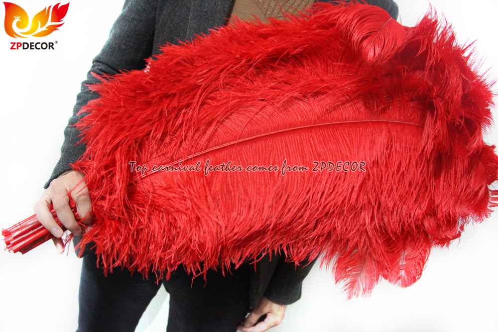 Zpdecor Feathers Factory Wholsale 70-75 cm Red Ostrich Feathers for Carnival Costumes