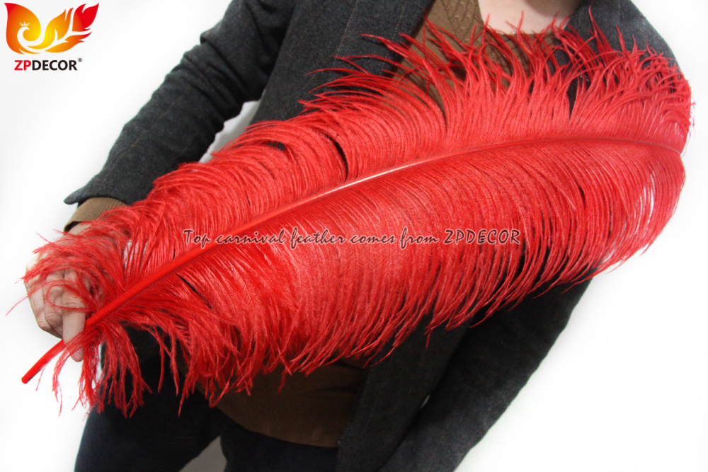 Zpdecor Feathers Factory Wholsale 70-75 cm Red Ostrich Feathers for Carnival Costumes