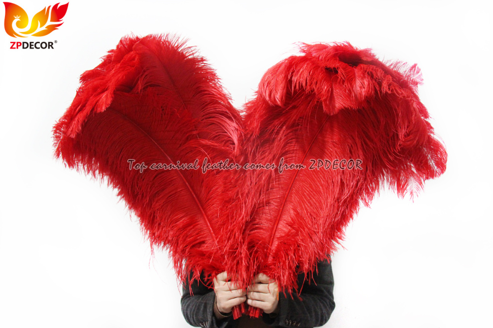 Zpdecor Feathers Factory Wholsale 70-75 cm Red Ostrich Feathers for Carnival Costumes