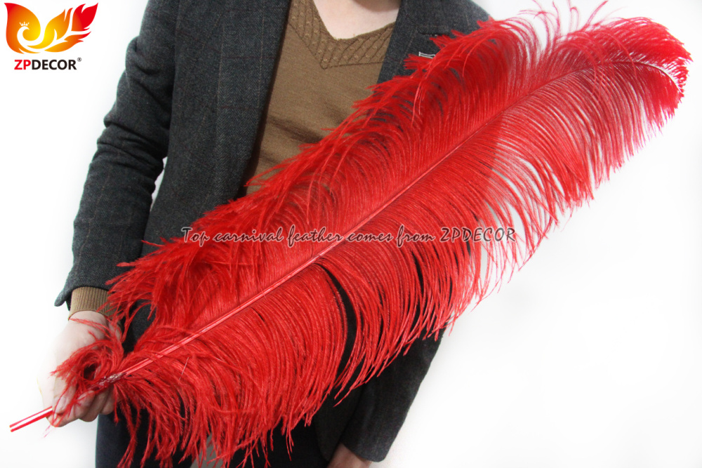 Zpdecor Feathers Factory Wholsale 70-75 cm Red Ostrich Feathers for Carnival Costumes