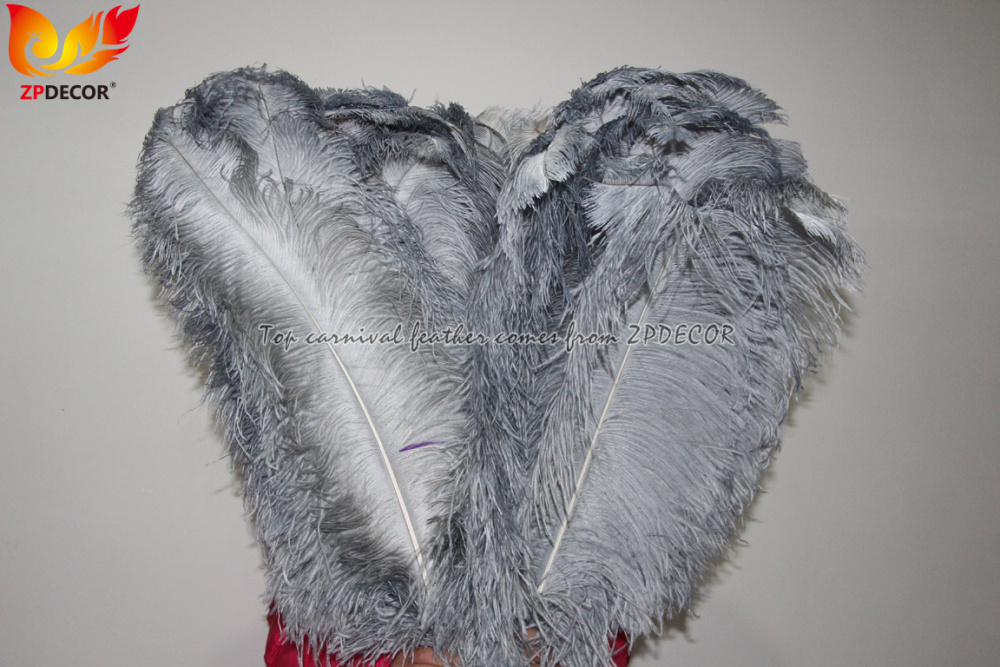 Zpdecor Factory Wholsale 70-75cm Dyed Gray Ostrich Feathers
