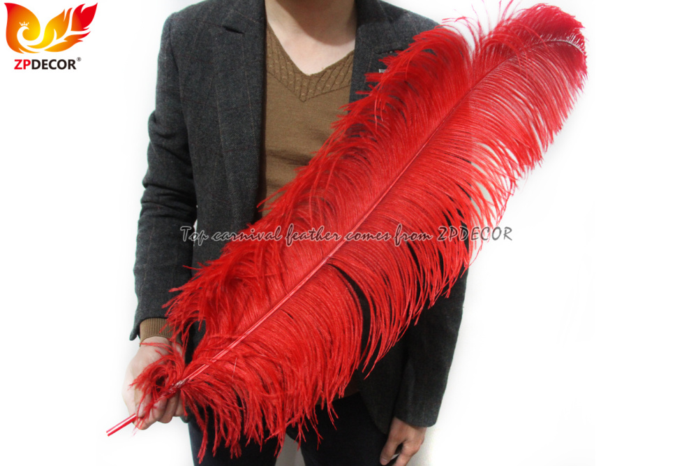 Zpdecor Feathers Factory Wholsale 70-75 cm Red Ostrich Feathers for Carnival Costumes
