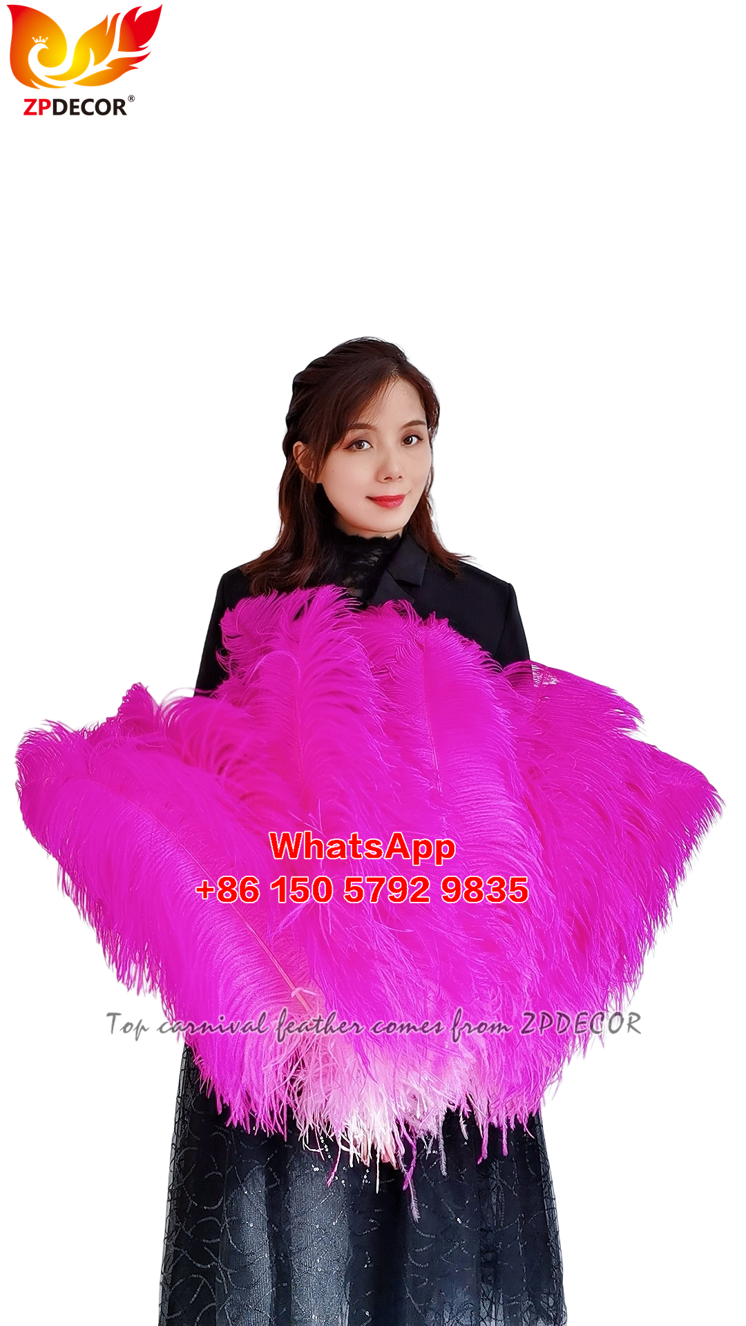 Zpdecor Feathers Supplier Large Dyed Ostrich Feathers for Carnival Costumes