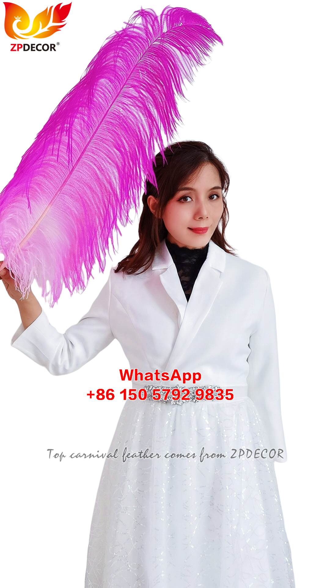 Zpdecor Feathers Supplier Large Dyed Ostrich Feathers for Carnival Costumes