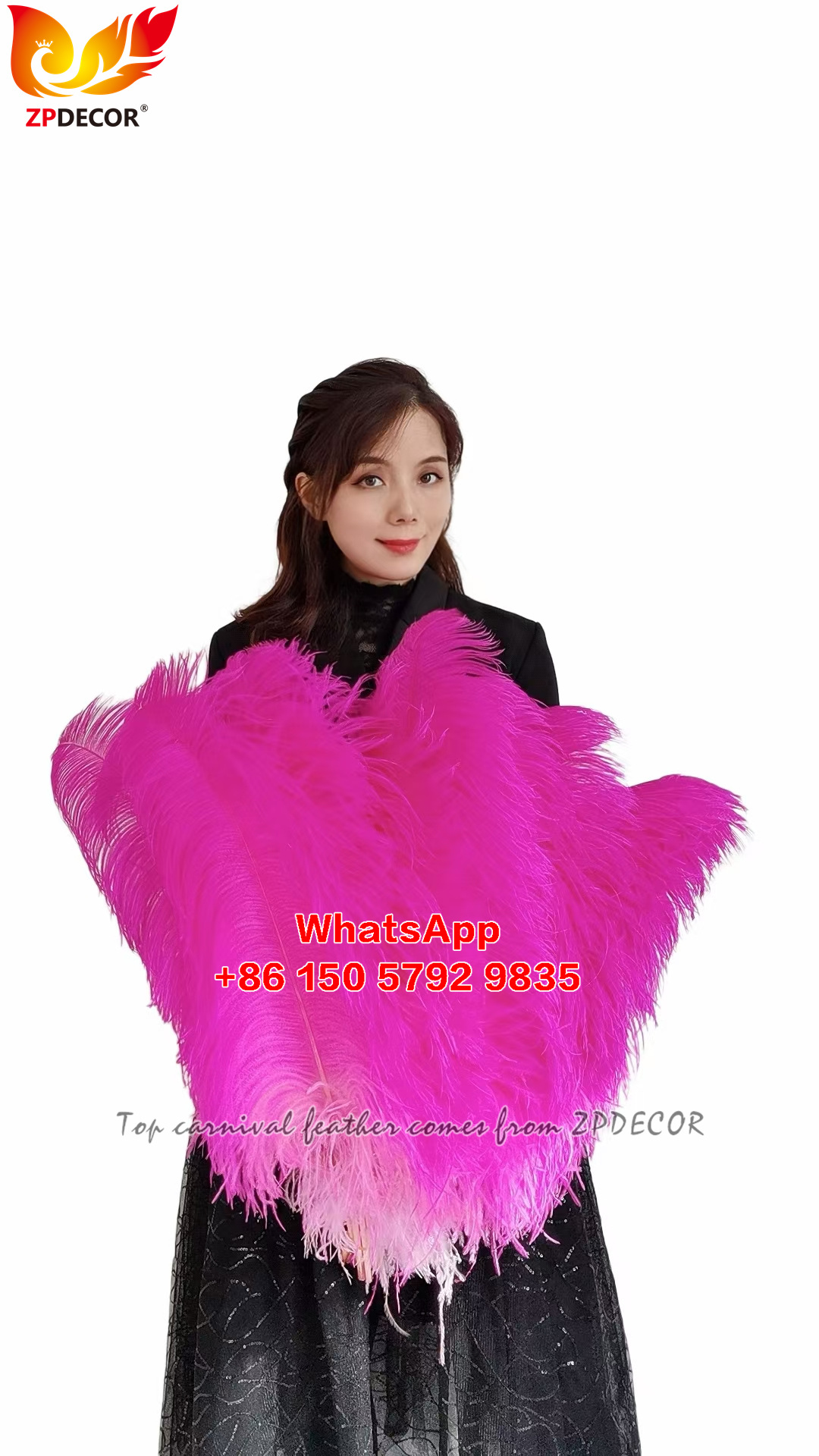 Zpdecor Feathers Supplier Large Dyed Ostrich Feathers for Carnival Costumes