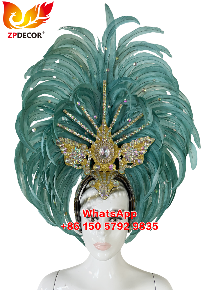 Zpdecor Feathers Factory Wholesale Handmade Rooster Tail Feathers Headpiece for Carnival