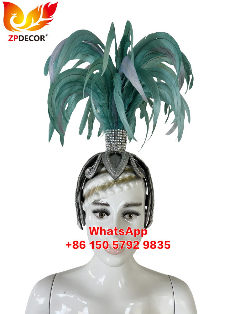 Zpdecor Feathers Factory Wholsale Handmade Rooster Tail Feathers Headpiece for Carnival