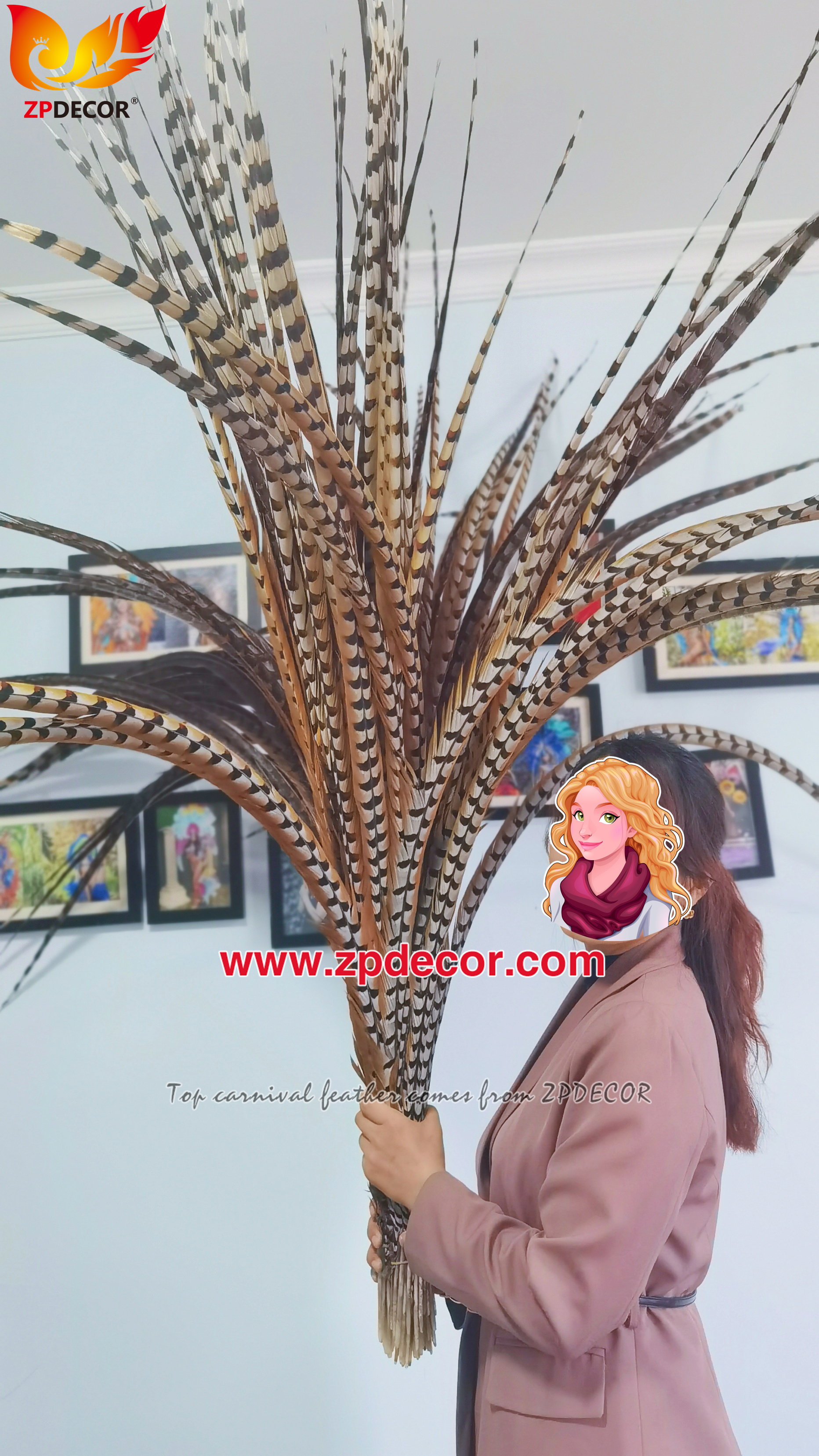 Zpdecor Wholesale Natural Reeves Pheasant Tail Feathers for Carnival Costumes