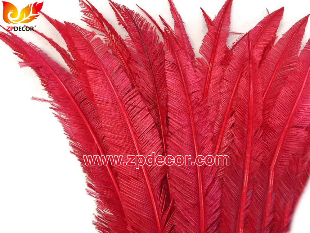 Zpdecor Feathers Factory Wholesale Trimmed Red Ostrich Nandu Feathers for Carnival Costumes