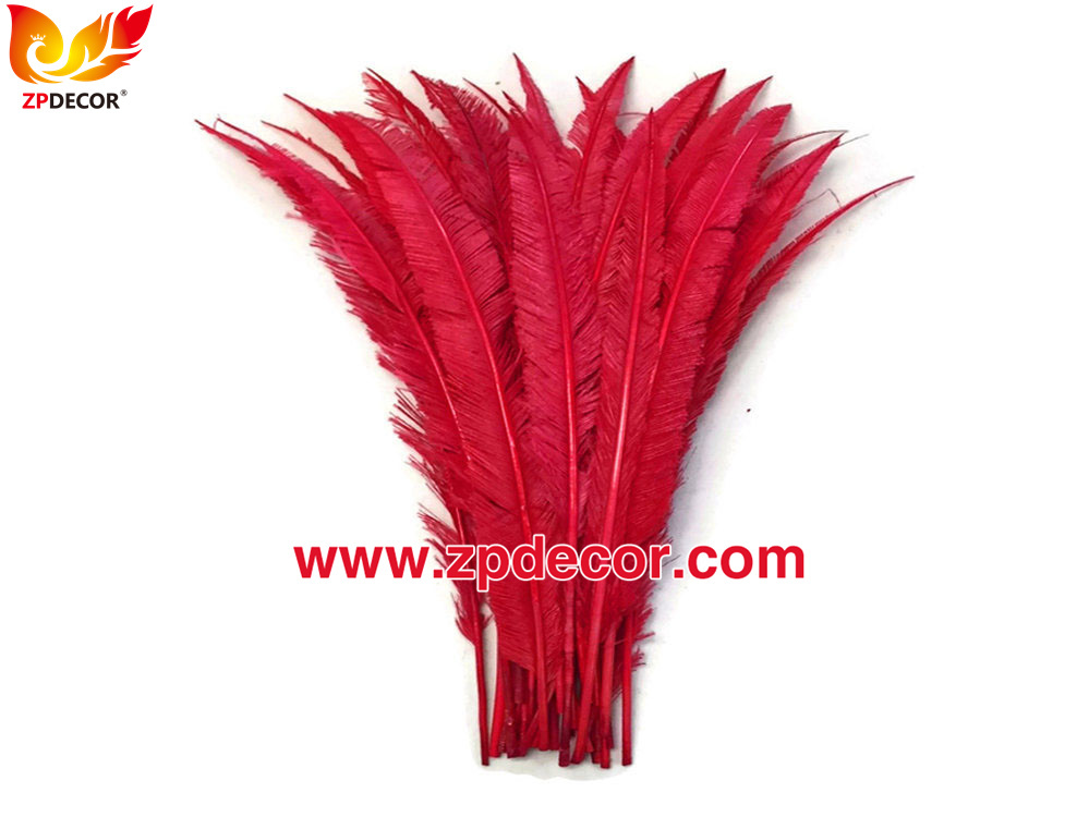 Zpdecor Feathers Factory Wholesale Trimmed Red Ostrich Nandu Feathers for Carnival Costumes