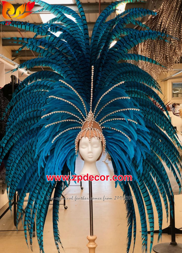 Zpdecor Feathers Factory Wholesale Dyed Royal Blue Lady Amherst Pheasant Zebra Tail Feathers for Carnival Costumes Design