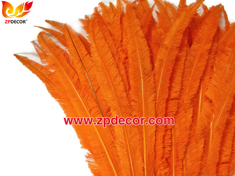 Zpdecor Feathers Factory Wholesale Trimmed Orange Ostrich Nandu Feathers for Carnival Costumes