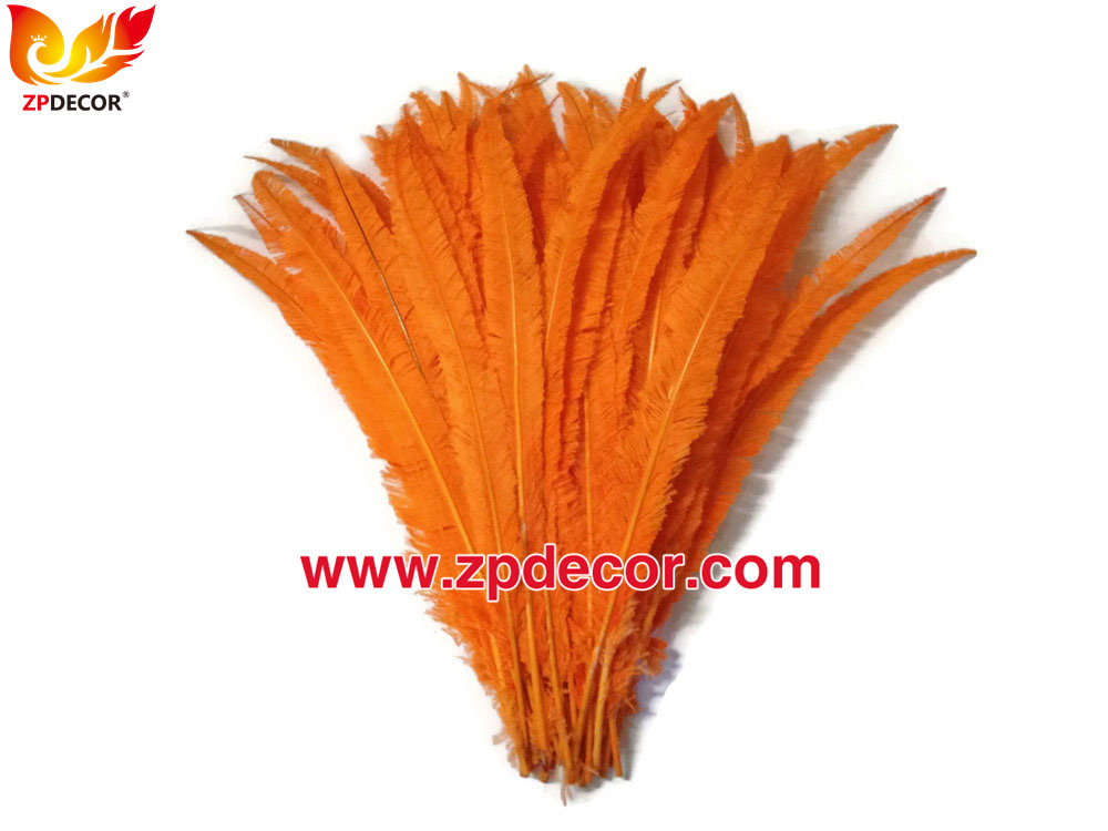 Zpdecor Feathers Factory Wholesale Trimmed Orange Ostrich Nandu Feathers for Carnival Costumes
