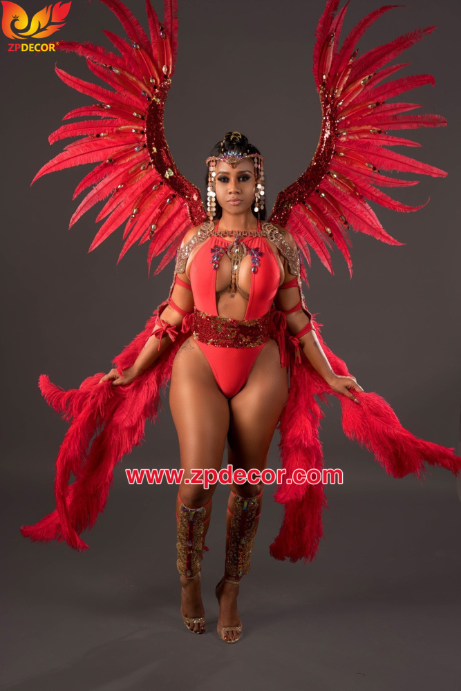 Zpdecor Feathers Factory Wholesale Trimmed Red Ostrich Nandu Feathers for Carnival Costumes