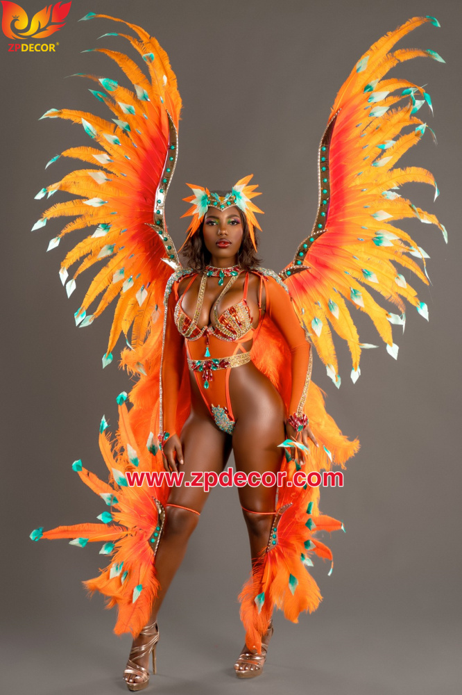 Zpdecor Feathers Factory Wholesale Trimmed Orange Ostrich Nandu Feathers for Carnival Costumes