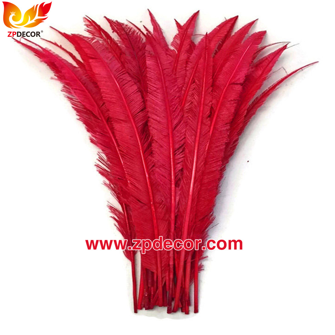 Zpdecor Feathers Factory Wholesale Trimmed Red Ostrich Nandu Feathers for Carnival Costumes