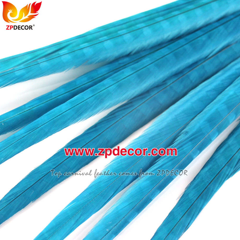 Zpdecor Feathers Factory Wholesale 50-55 cm Bleached Dyed Ringneck Pheasant Tail Feathers for Carnival Costumes