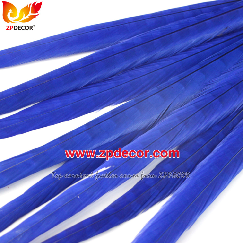 Zpdecor Feathers Factory Wholesale 50-55 cm Bleached Dyed Ringneck Pheasant Tail Feathers for Carnival Costumes