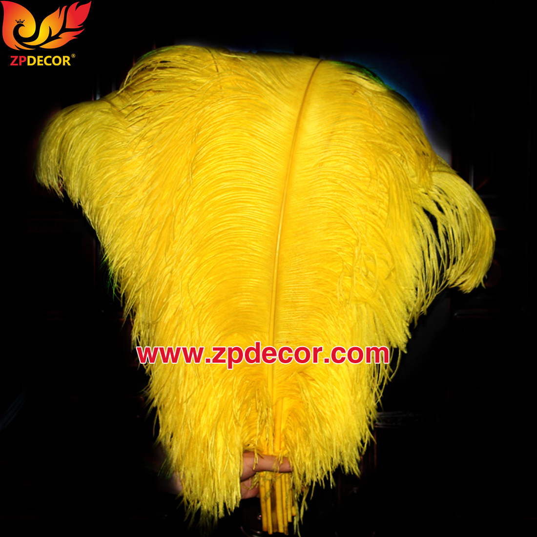 Zpdecor Factory Wholsale 70-75cm Gold Yellow Ostrich Feathers