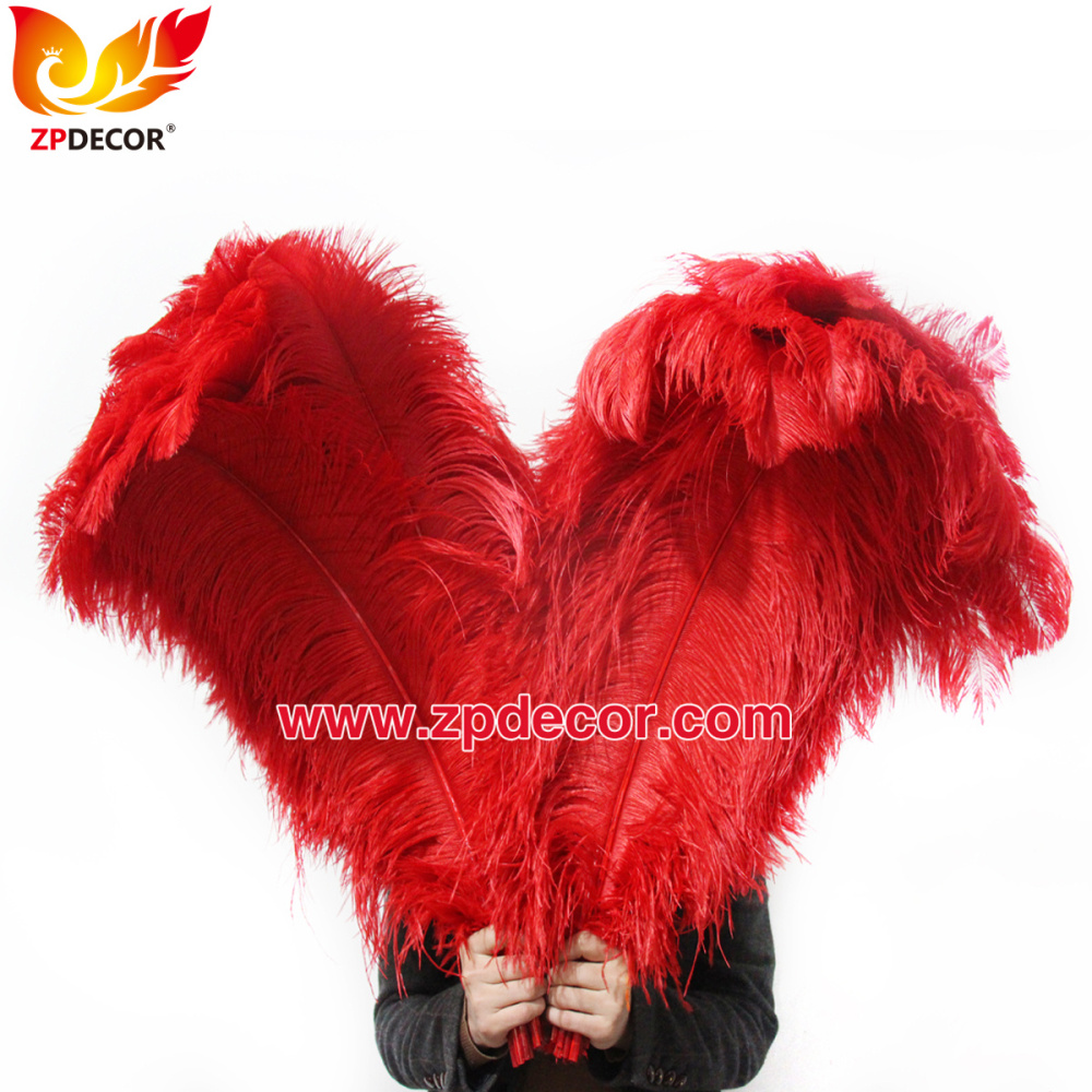 Zpdecor Feathers Factory Wholsale 70-75 cm Red Ostrich Feathers for Carnival Costumes