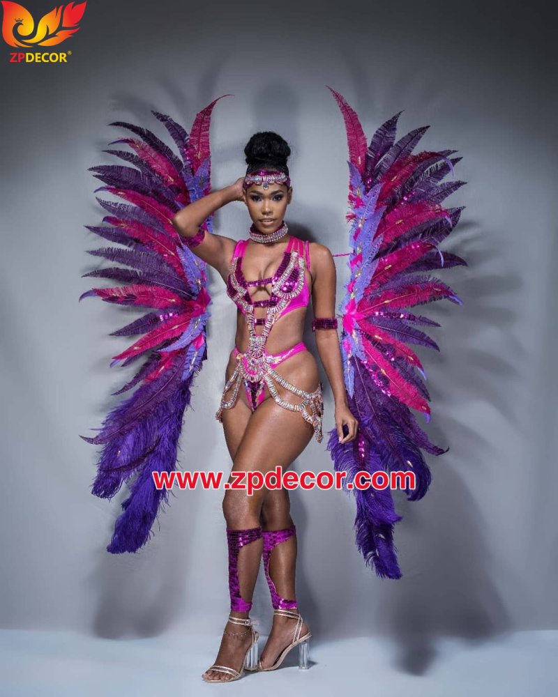 Zpdecor Feathers Factory Wholesale Trimmed Purple Ostrich Nandu Feathers for Carnival Costumes