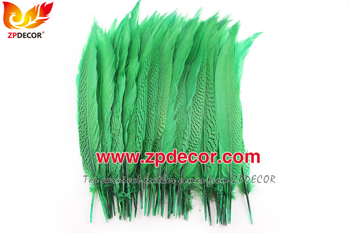 Zpdecor Feather Top Supplier Wholesale Green Silver Pheasant Tail Feathers for Carnival Costumes Design