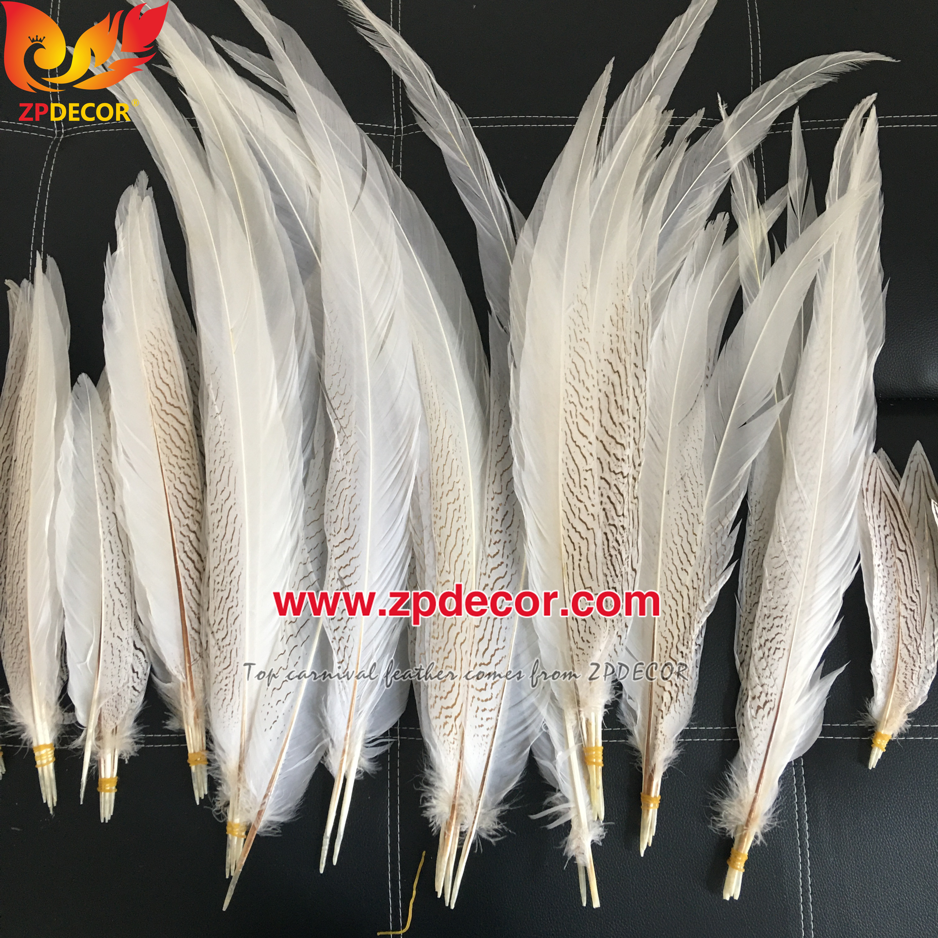 Zpdecor Feather Top Supplier Wholesale 60-65cm Natural Silver Pheasant Tail Feathers for Carnival Costumes Design