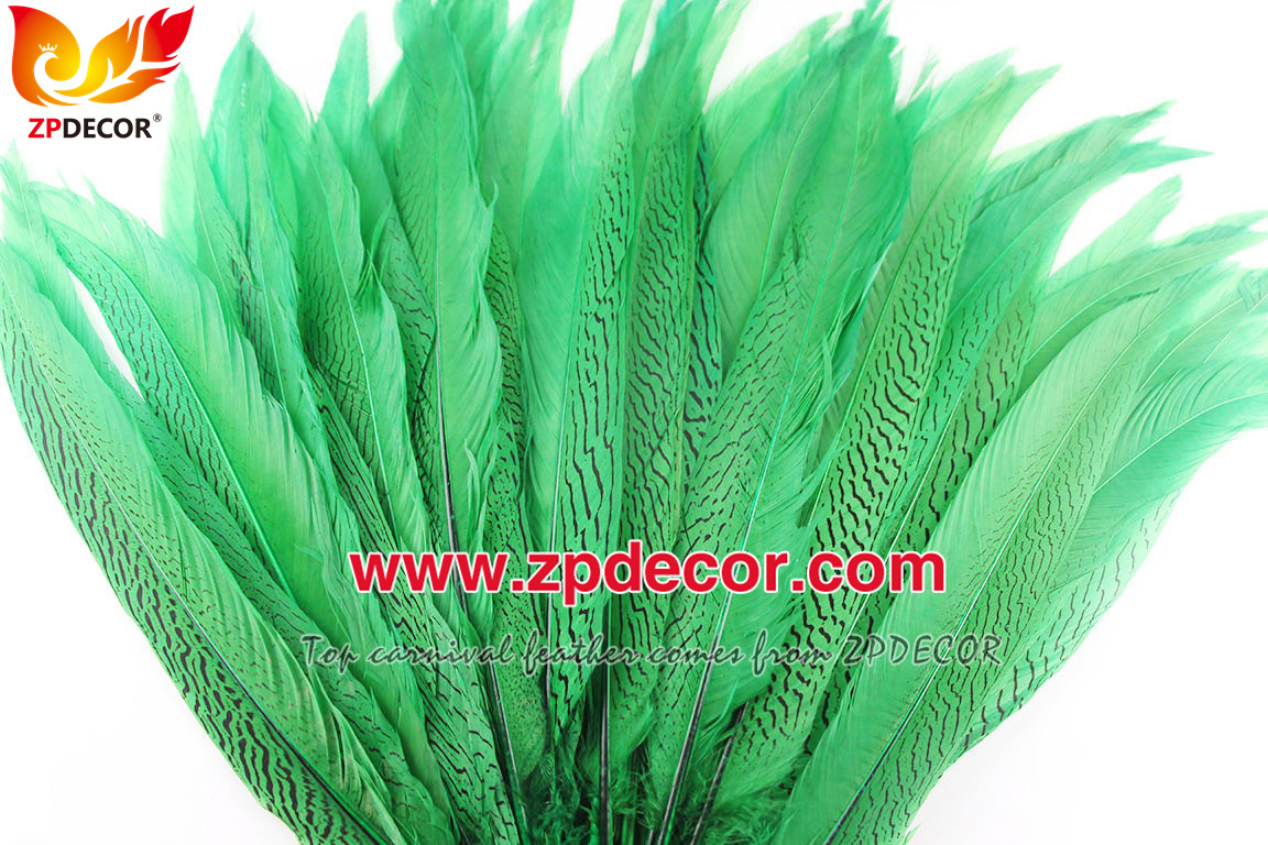 Zpdecor Feather Top Supplier Wholesale Green Silver Pheasant Tail Feathers for Carnival Costumes Design