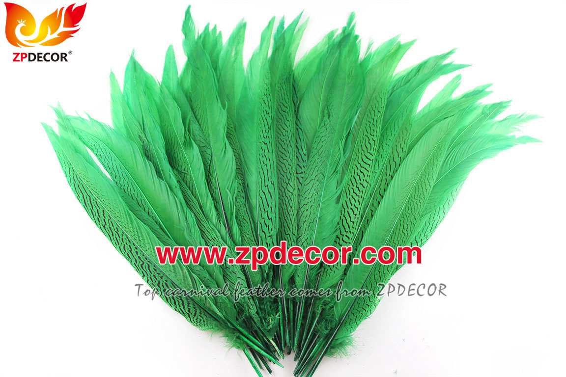 Zpdecor Feather Top Supplier Wholesale Green Silver Pheasant Tail Feathers for Carnival Costumes Design