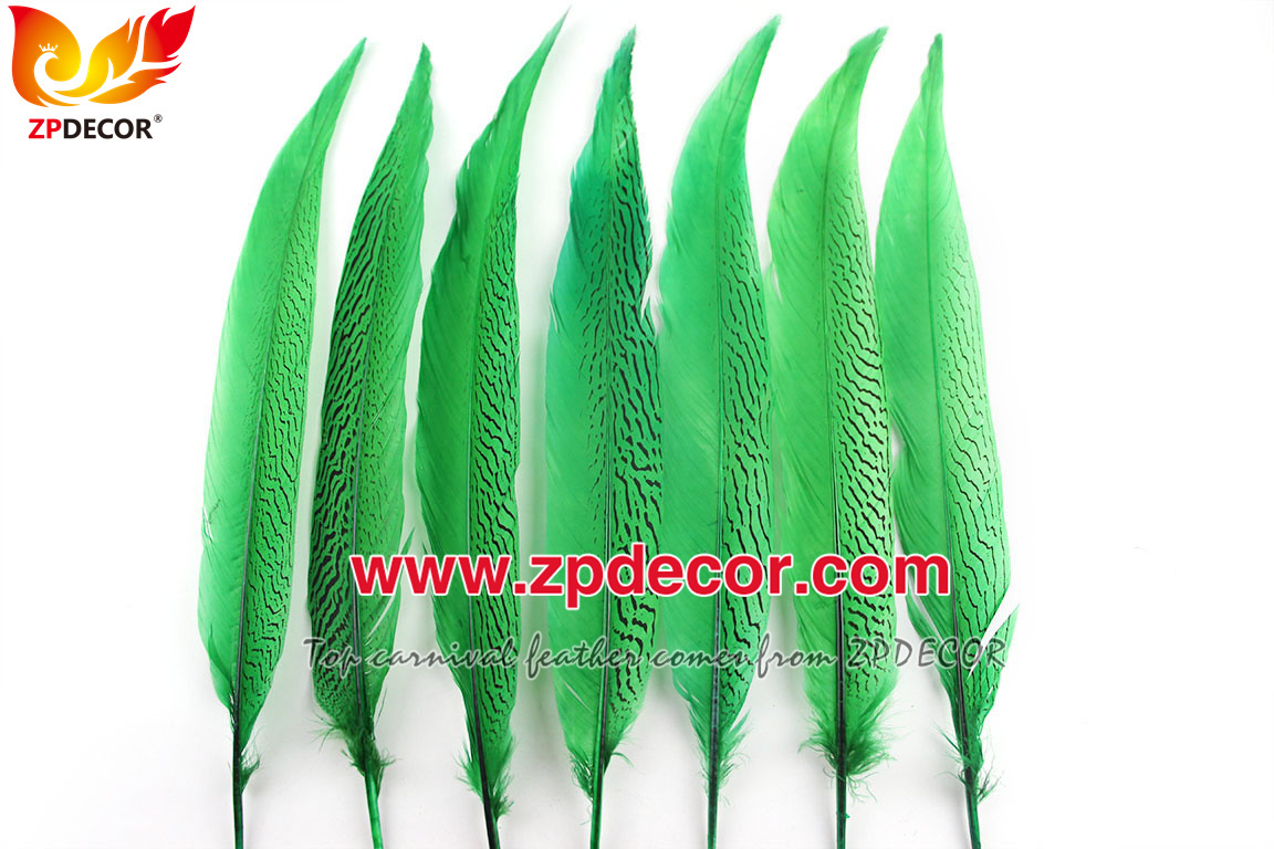 Zpdecor Feather Top Supplier Wholesale Green Silver Pheasant Tail Feathers for Carnival Costumes Design