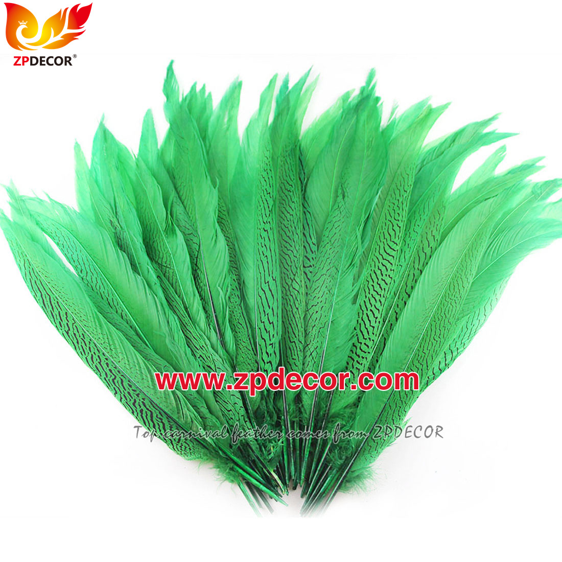Zpdecor Feather Top Supplier Wholesale Green Silver Pheasant Tail Feathers for Carnival Costumes Design