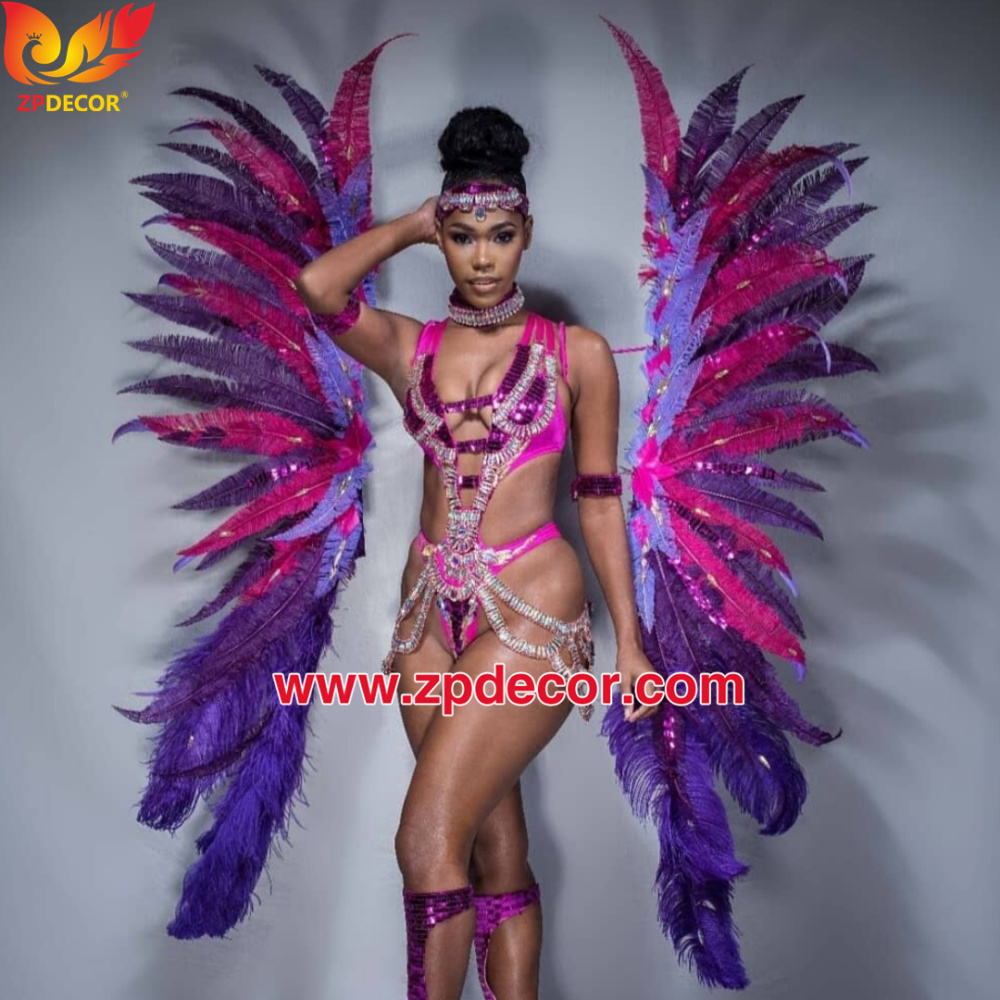 Zpdecor Feathers Factory Wholesale Trimmed Purple Ostrich Nandu Feathers for Carnival Costumes