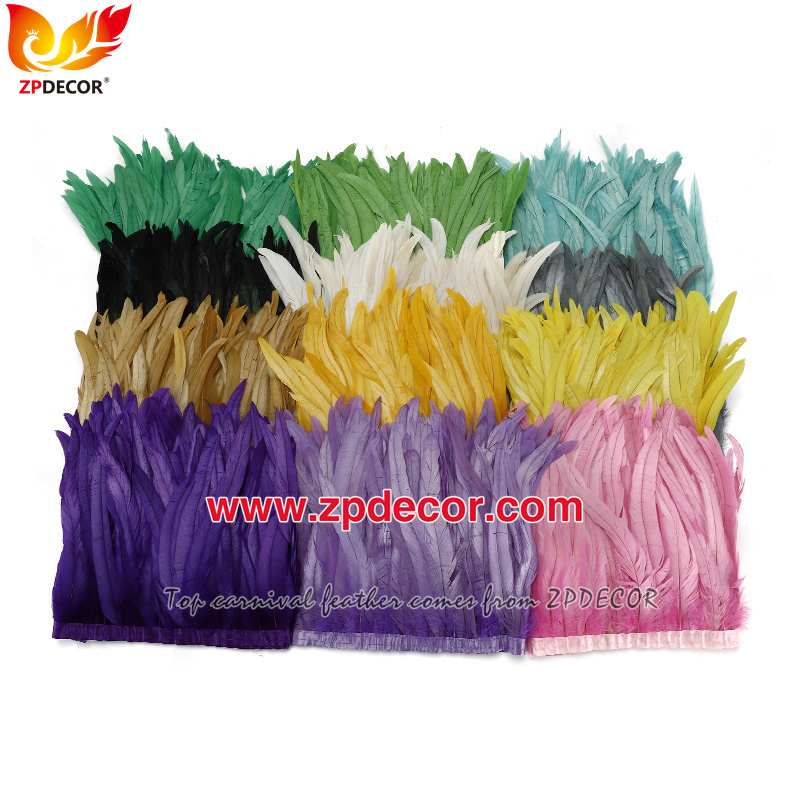 Zpdecor Feathers Factory Wholesale 30-35cm 16 Colors Stock Rooster Coque Tail Feathers Trim for Carnival Costumes Design