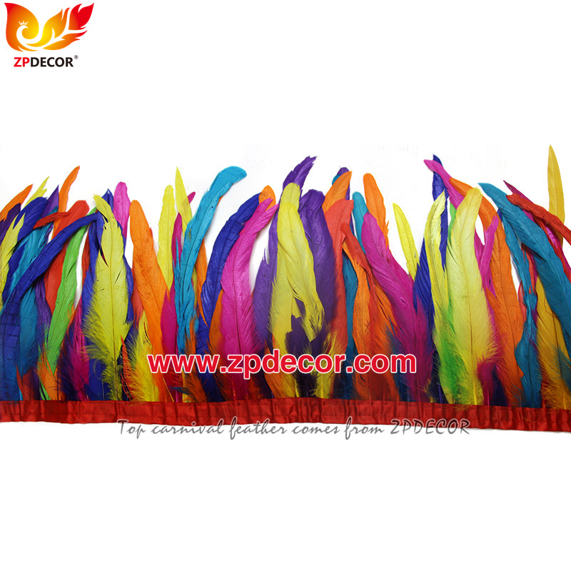 Zpdecor Feathers Factory Wholesale 30-35cm 16 Colors Stock Rooster Coque Tail Feathers Trim for Carnival Costumes Design