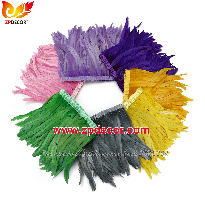 Zpdecor Feathers Factory Wholesale 30-35cm 16 Colors Stock Rooster Coque Tail Feathers Trim for Carnival Costumes Design